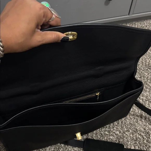 Coach vintage black leather briefcase messenger bag crossbody Y2K marks boho 90s - Picture 11 of 11